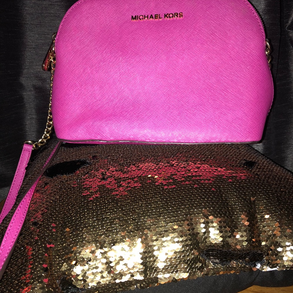 Hot Pink Michael Kors Crossbody Handbag